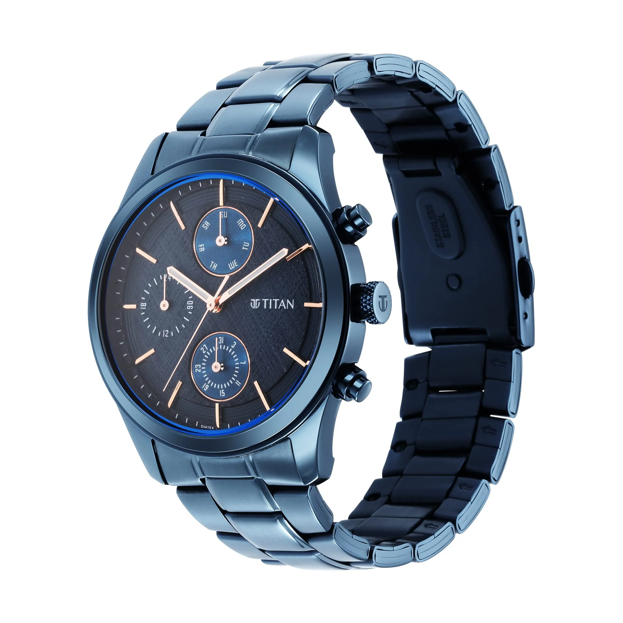 Analog Stainless Steel Watch Blue Dial and Band for Men -1805QM01 - Image 4
