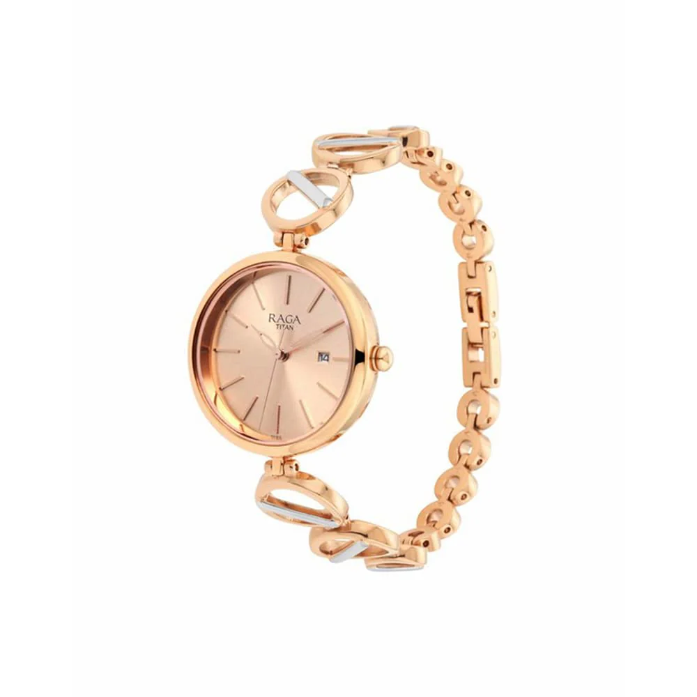 Metal Rose Gold Dial Analog Watch for Women -Nr2644Km02, Band Color-Rose Gold by Titan - Image 7