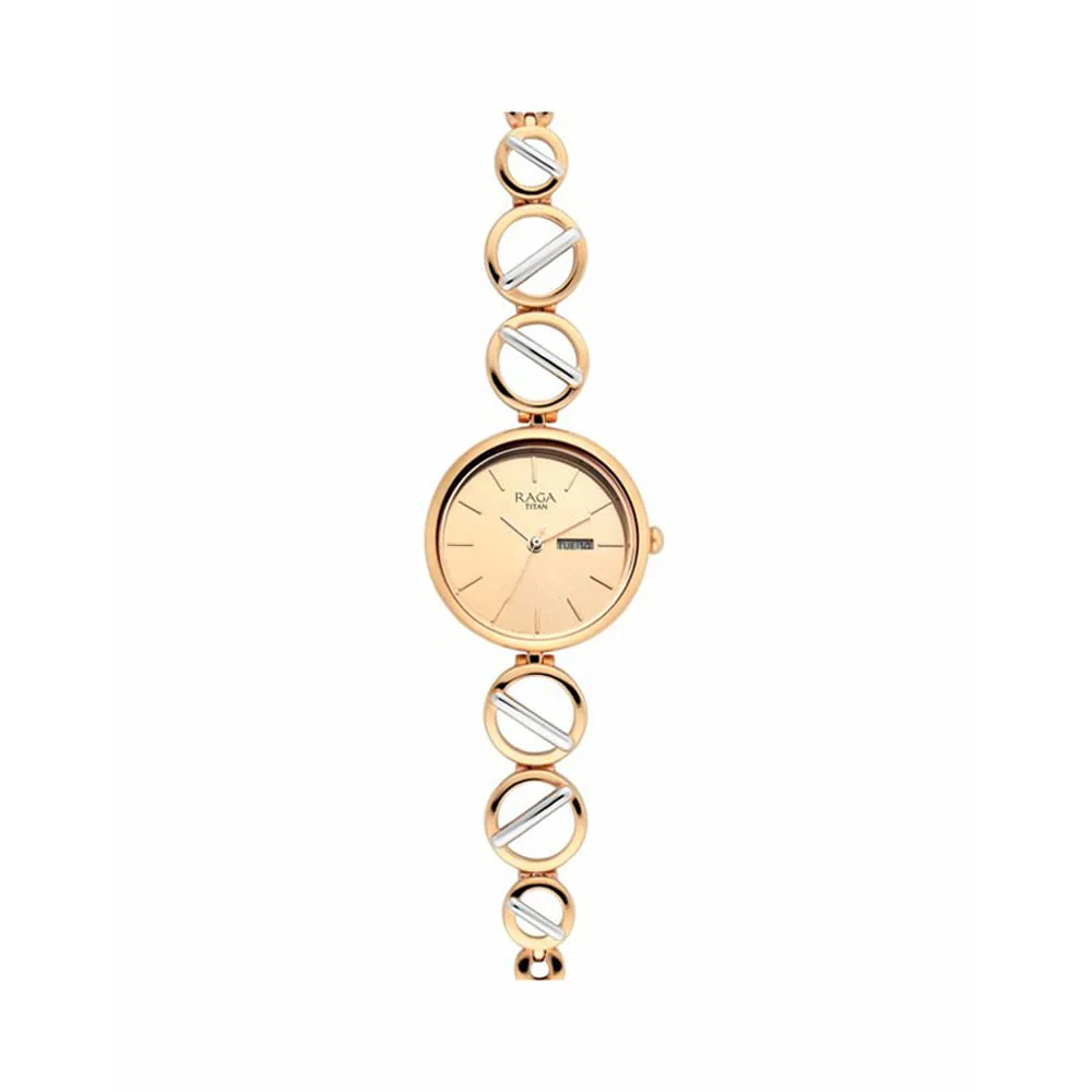 Metal Rose Gold Dial Analog Watch for Women -Nr2644Km02, Band Color-Rose Gold by Titan - Image 8