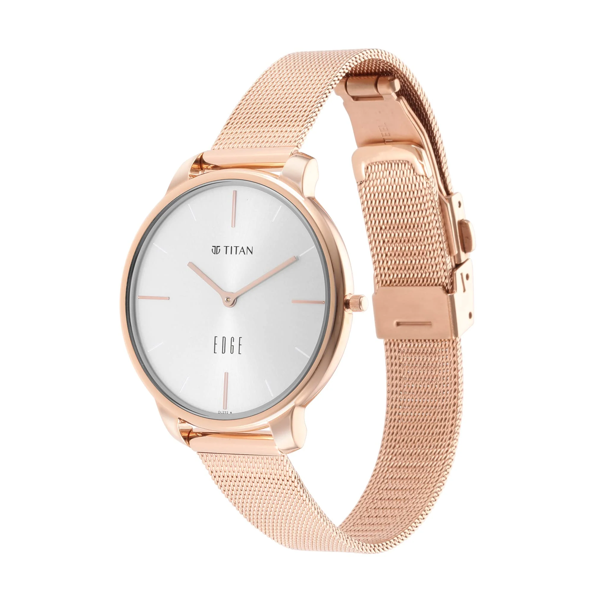 Analog Women Stainless Steel Ladies Edge Silver Dial Watch-2654Wm01/Nr2654Wm01, Band Color-Rose Gold - Image 3