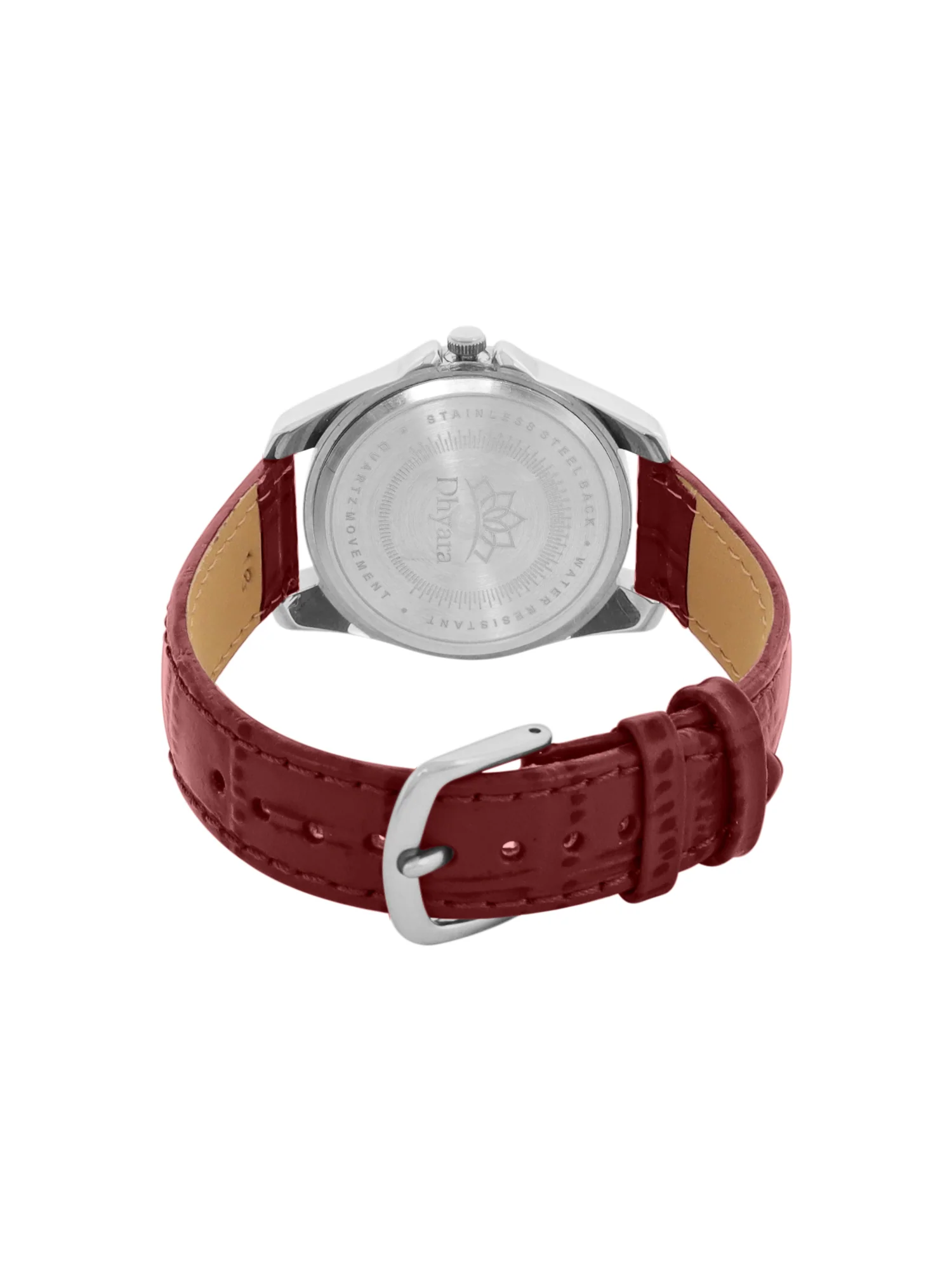 Women’s Elegant Red Dial Analog Watch with Crystal Bezel & Leather Strap - D009C - Image 4