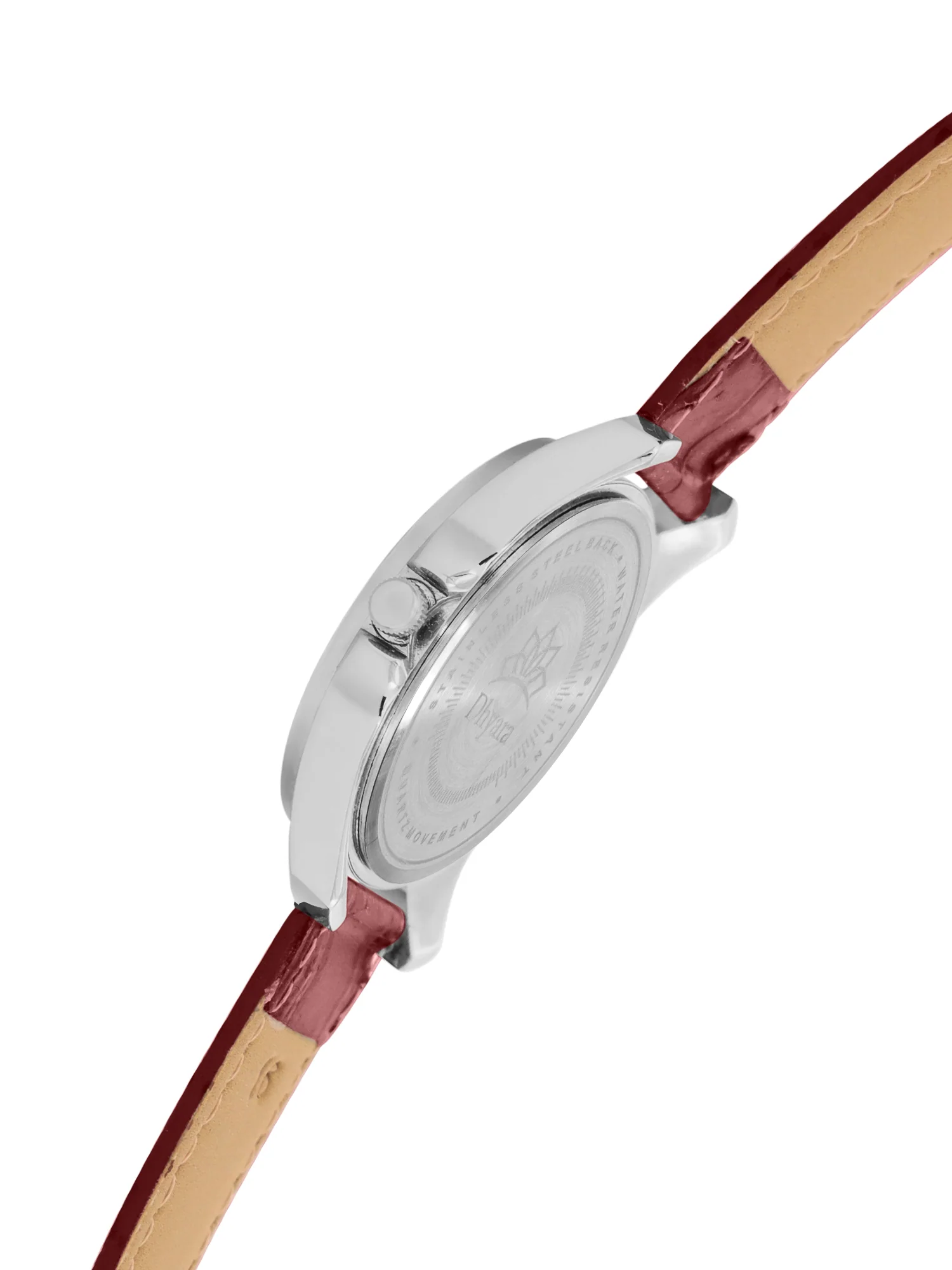Women’s Elegant Red Dial Analog Watch with Crystal Bezel & Leather Strap - D009C - Image 5