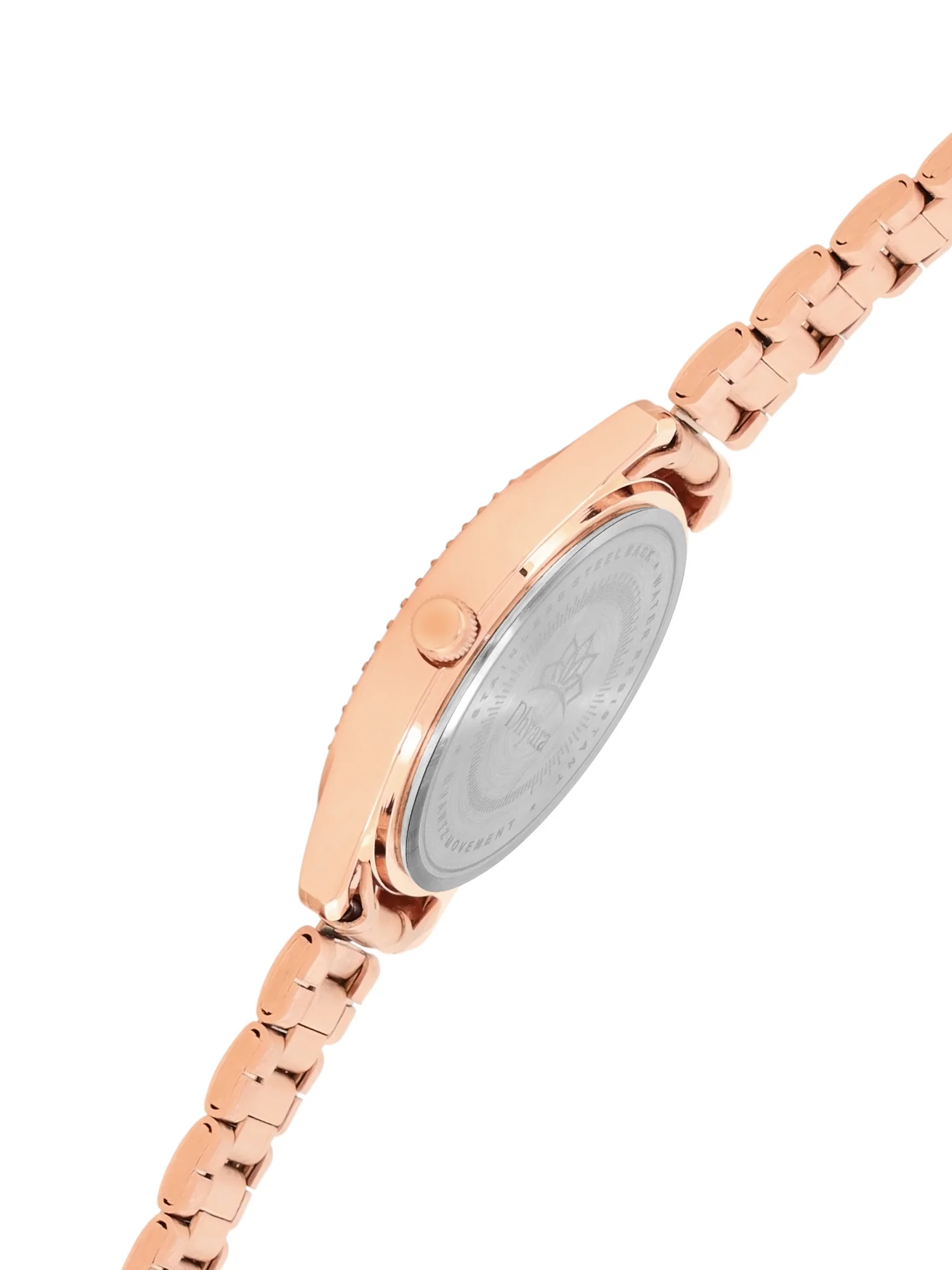 Women’s Rose Gold Bracelet Watch with Crystal Bezel & Silver Dial - D001F - Image 4