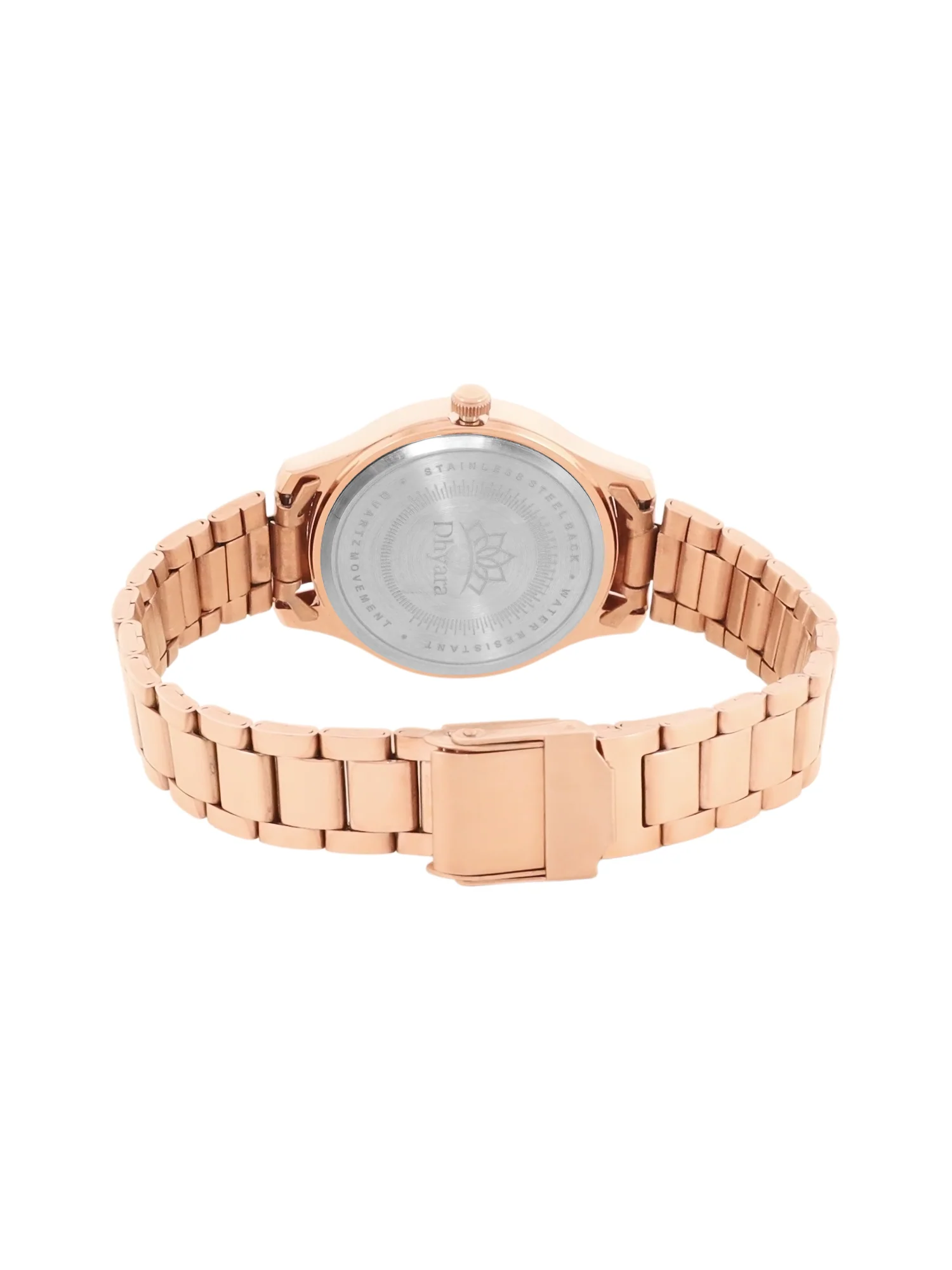 Women’s Rose Gold Bracelet Watch with Crystal Bezel & Silver Dial - D001F - Image 5