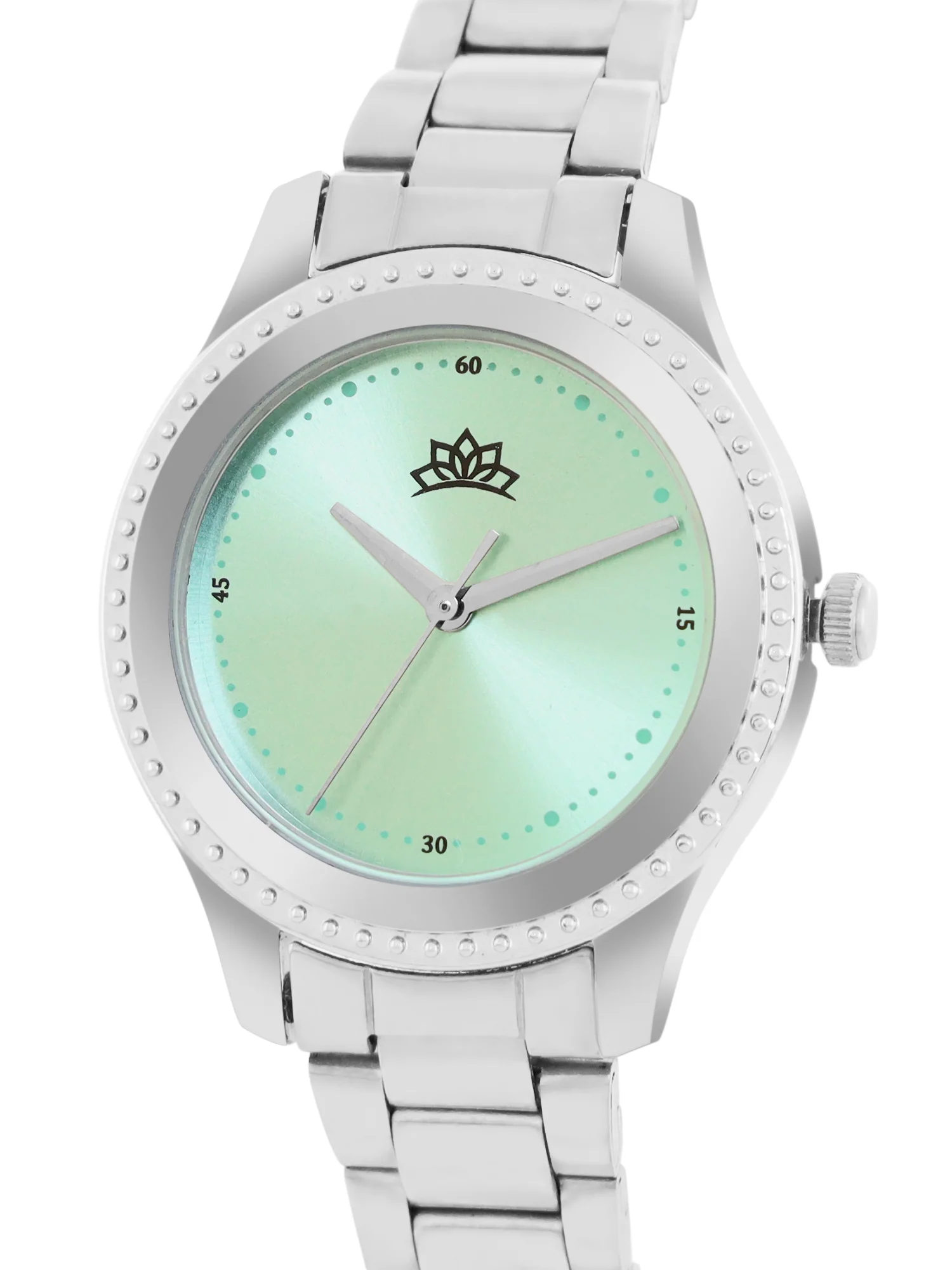 Women’s Silver Bracelet Watch with Crystal Bezel & Green Sunray Dial - D001A - Image 3